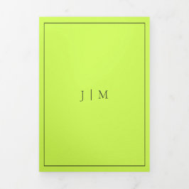 Cartão Com Dobra Tripla Formal Simple Frame Modern Cyber Lime Jet Black