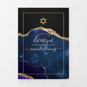 Cartão Com Dobra Tripla Foto da Bat Mitzvah com Ágata da Galáxia