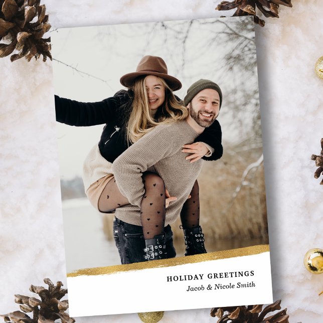 Cartão Com Dobra Tripla Foto Dourada e Elegante Limpa de Brushaft (Criador carregado)