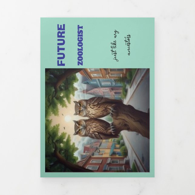 CARTÃO COM DOBRA TRIPLA FUTURO ZOÓLOGO VAI BEM EM BREVE (Cobrir)