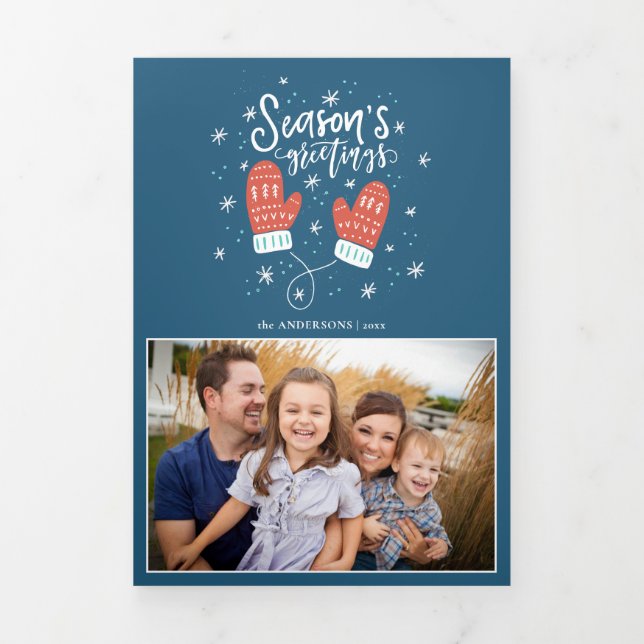 Cartão Com Dobra Tripla Hygge Mittens Trifold Natal Holiday (Cobrir)