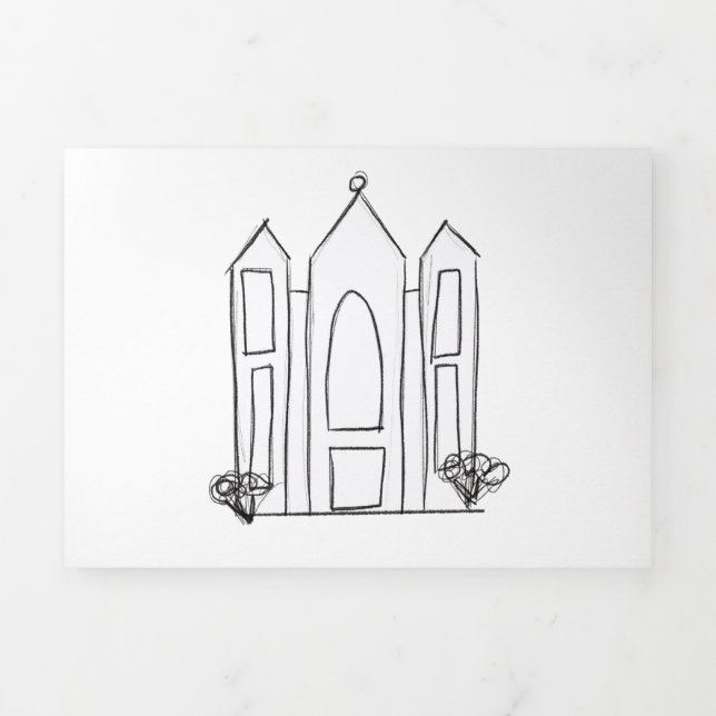 Cartão Com Dobra Tripla LDS Salt Lake City Temple simples mormon moderno (Cobrir)