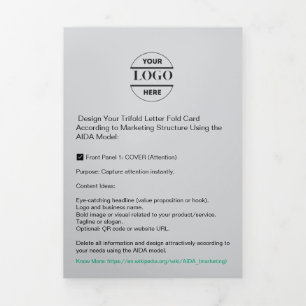 Cartão Com Dobra Tripla Logotipo de empresa e texto moderno com triplo fol