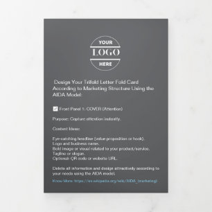 Cartão Com Dobra Tripla Logotipo de empresa e texto moderno com triplo fol