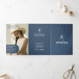 Cartão Com Dobra Tripla Logotipo Elegância Terrosa Beleza, Spa Brochura Az