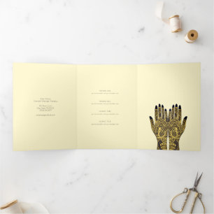 Cartão Com Dobra Tripla Massage Therapist Henna Mehndi Mãos