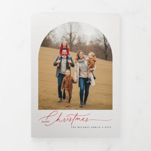 Cartão Com Dobra Tripla Merry Christmas Arch Multi Photo Gallery Family (Cobrir)