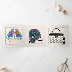 Cartão Com Dobra Tripla Minha bolsa Mah Jongg