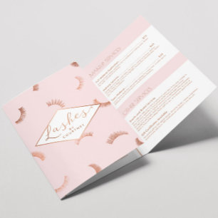 Cartão Com Dobra Tripla Muitos Lashes Lash Salão Rosa/Rosa Dourado Brochur