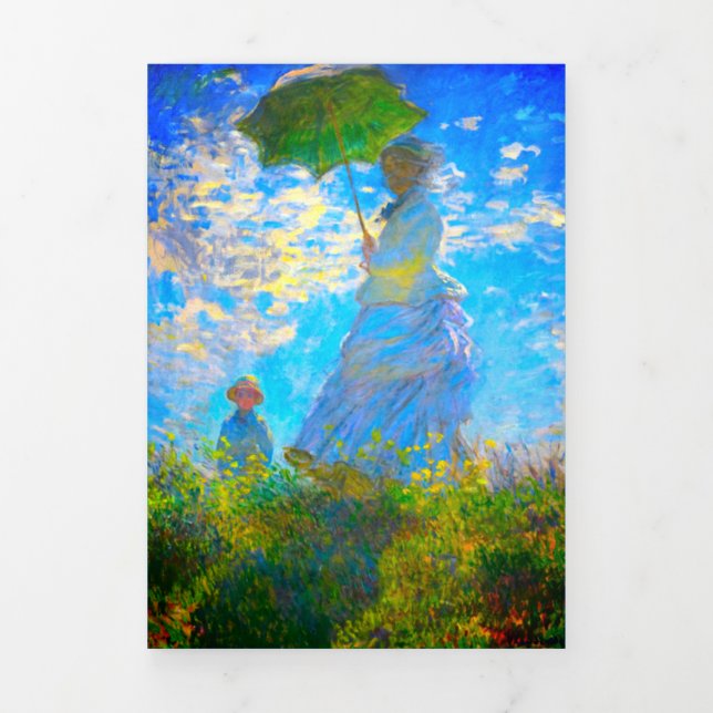 Cartão Com Dobra Tripla Mulher Monet com Parasol (Cobrir)