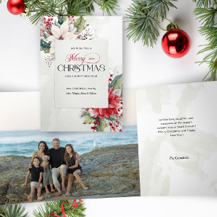 Cartão Com Dobra Tripla Natal Botânico Elegante Sem Foto