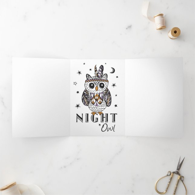Cartão Com Dobra Tripla Night Owl (Dentro)