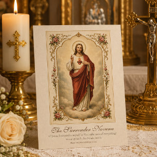 Cartão Com Dobra Tripla Novena de Entrega ao Sagrado Coração de Jesus