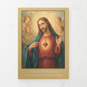 Cartão Com Dobra Tripla Novena de Surrender a Jesus Oração Católica