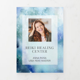 Cartão Com Dobra Tripla *~* Ocean Sea Beach Logo QR Trivezes Brochura