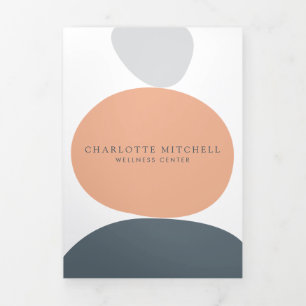 Cartão Com Dobra Tripla Pedras Abstrato modernas de pedra de pêssego Folhe