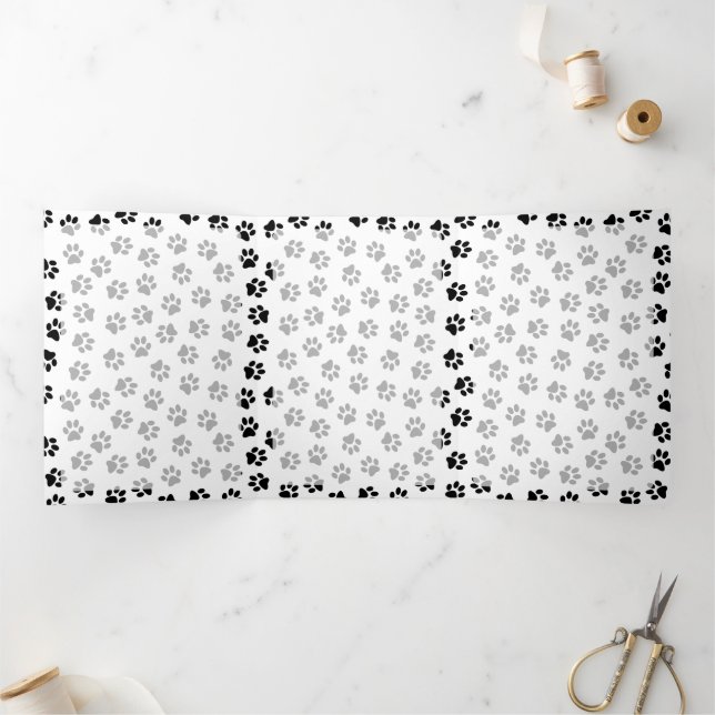 Cartão Com Dobra Tripla Pestores, Patas Cachorros, Patas De Gato, Patas Ne (Dentro)