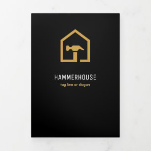 Cartão Com Dobra Tripla Placa de dobra para construção de Ouro e preto mod