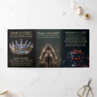 Cartão Com Dobra Tripla Placa KJV Trembling Tri-Fold