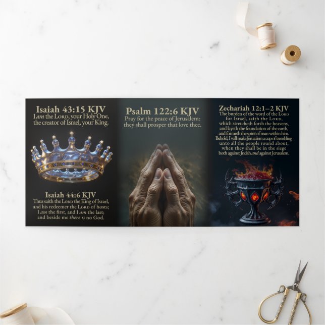 Cartão Com Dobra Tripla Placa KJV Trembling Tri-Fold (Fora)