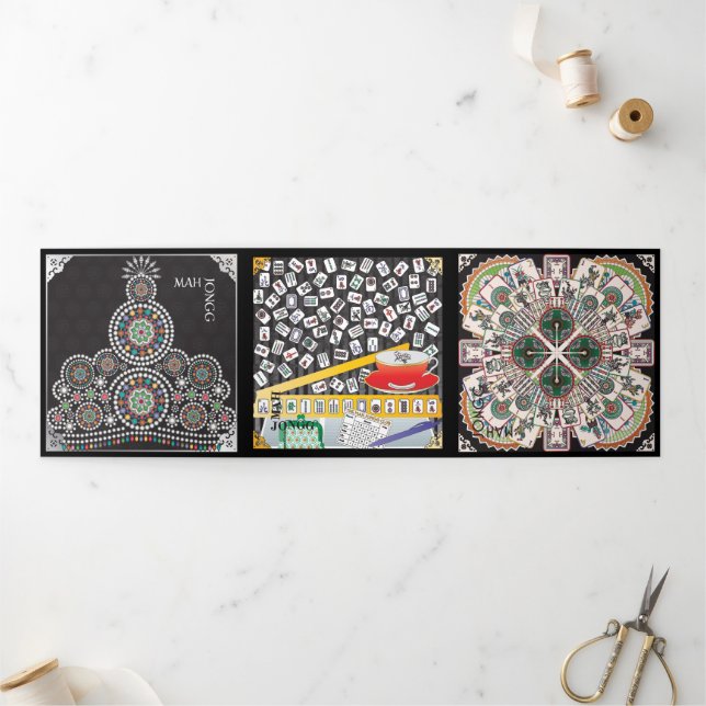 Cartão Com Dobra Tripla Placa Mah Jongg Limericks 1 Trivezes (Fora)