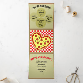 Cartão Com Dobra Tripla Placa tripla de Namorados de aniversário de pizza