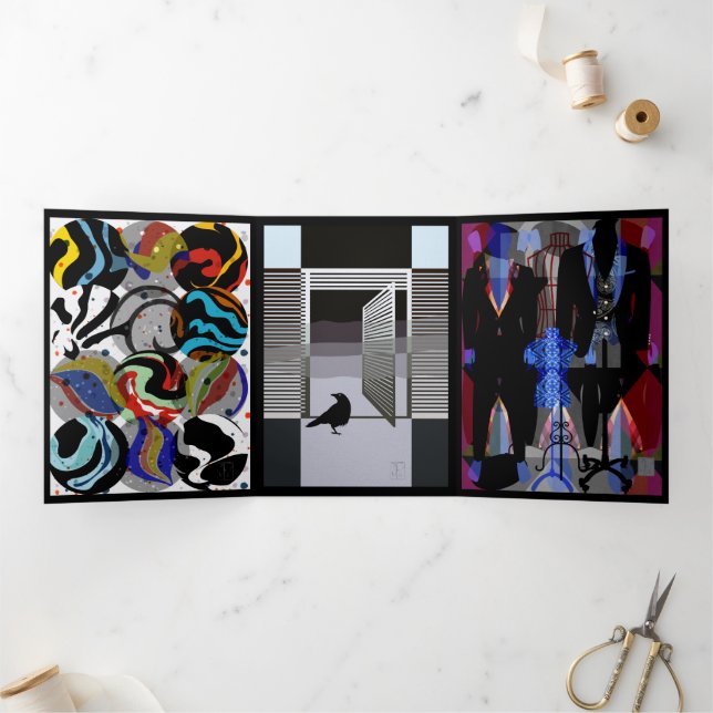 Cartão Com Dobra Tripla Placa tripla preta (Dentro)