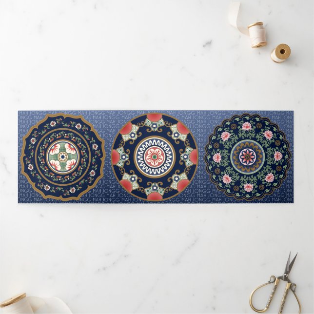 Cartão Com Dobra Tripla Placa triplo de Padrões Mah Jongg (Fora)