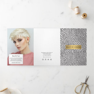 Cartão Com Dobra Tripla Pontos de Confetti Pretos Luxe com Folheto de Bar 