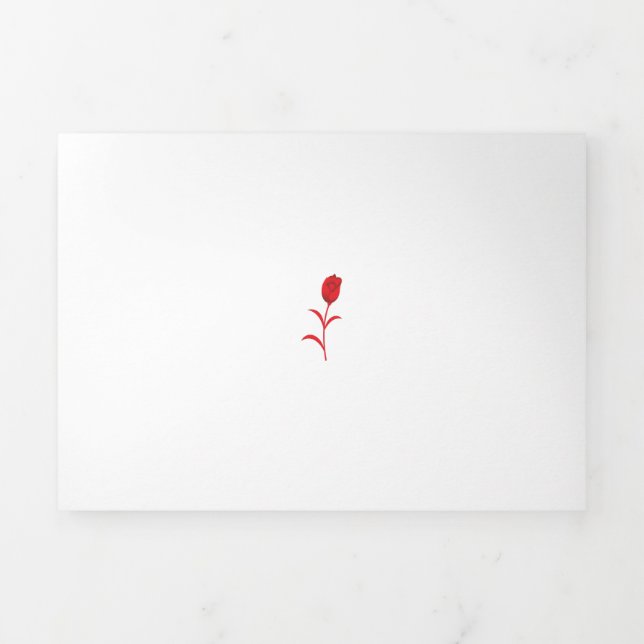 Cartão Com Dobra Tripla Rosa Madder, Lava Vermelho, Design floral (Cobrir)