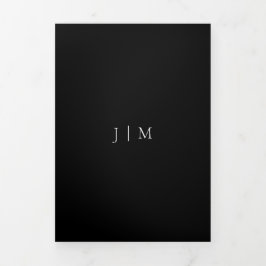 Cartão Com Dobra Tripla Rsvp de Casamento Negro responda gentilmente