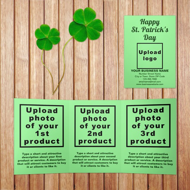 Cartão Com Dobra Tripla Ruas verdes claras, dia de negócios do Patrick (Light green St. Patrick's Day business trifold card)