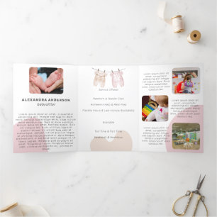 Cartão Com Dobra Tripla Serviço Babysitter Boho Baby Clothing