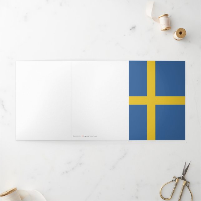 Cartão Com Dobra Tripla sinalizador de suecia (Fora)