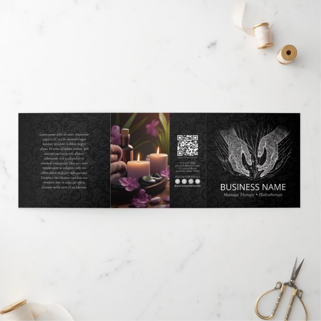 Cartão Com Dobra Tripla Terapia de Massagem Terapêutica Terapia Mãos Energ (Fora)