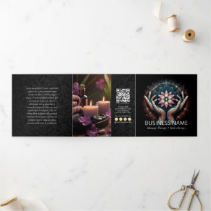 Cartão Com Dobra Tripla Terapia de Massagem Terapêutica Terapia Mãos Energ
