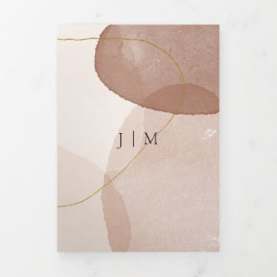 Cartão Com Dobra Tripla Terracotta Boho Beach Casamento mínimo