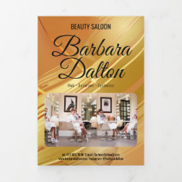 Cartão Com Dobra Tripla Terracotta Ocher Beige Dourado