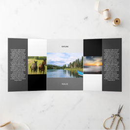 Cartão Com Dobra Tripla Tom Preto De Cinza Fresco Esquadrado Do Código Qr