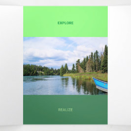 Cartão Com Dobra Tripla Tom Verde Fresco Esquadrado Do Código Qr