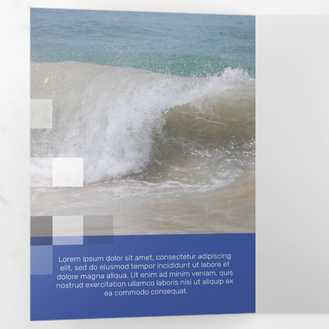 Cartão Com Dobra Tripla Transparência Contemporânea Azul Fino (Dentro primeiro)