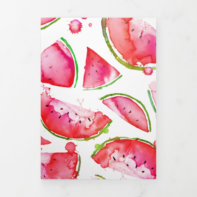 Cartão Com Dobra Tripla Watercolor Melancia 1 (Cobrir)