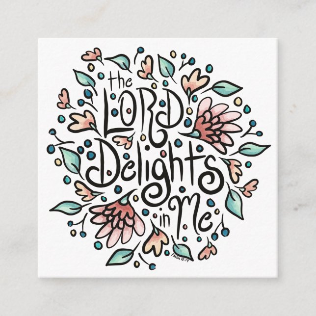 Cartão com Enfeite O SENHOR Se Deleita Em Mim (Frente)