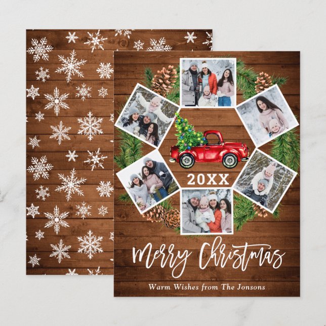 Cartão com fotos 6 da Fazenda Vermelha Retro Natal (Frente/Verso)