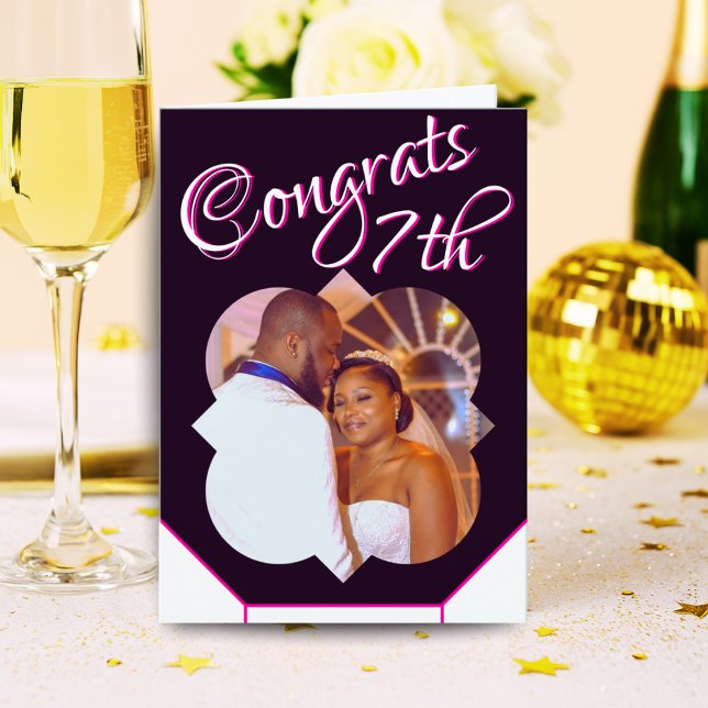 Cartão com fotos 7 de Aniversário  Preto Branco (Criador carregado)