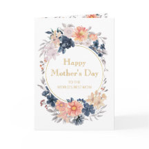 Cartão com fotos azul azul-coral Dia de as mães fl