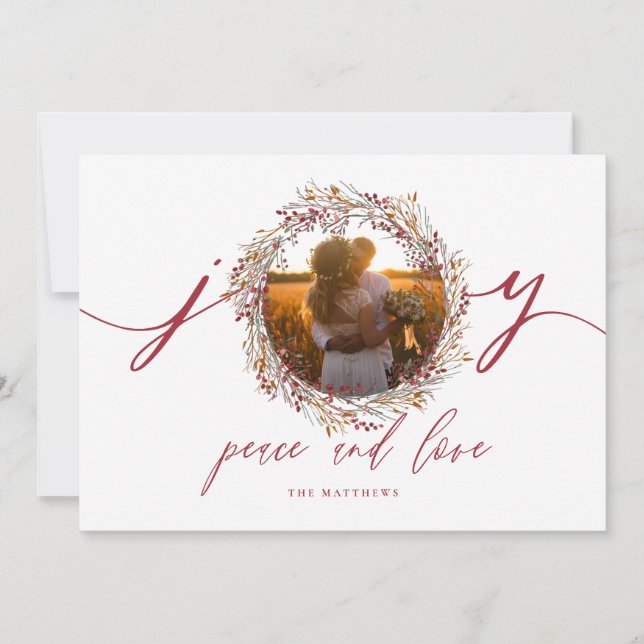 Cartão com fotos Berries e Joy Holiday (Frente)