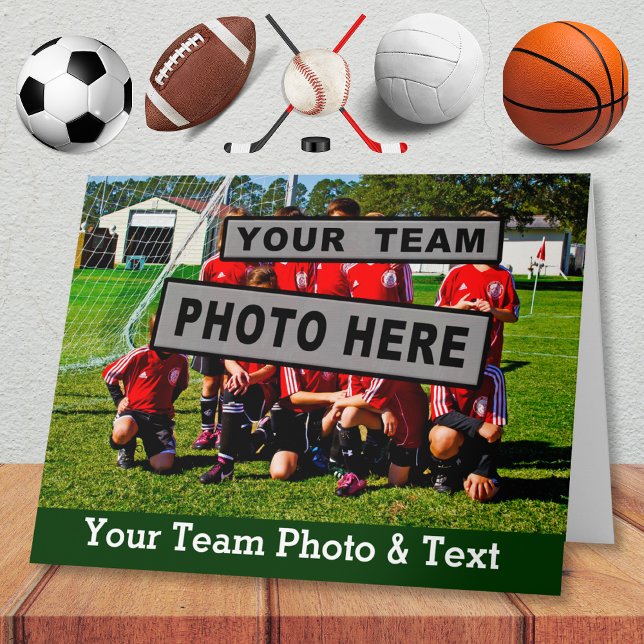 CARTÃO COM FOTOS BIG TEAM com seu texto também (Sports Themed Cards for Any Sport. Coach Thank You Cards. Basketball themed cards. Hockey cards.)