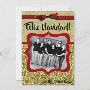 cartão com fotos brilhante de floco de neve Dourad