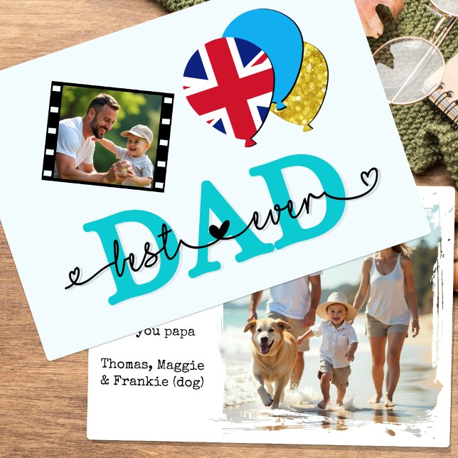Cartão com fotos britânico de melhor Pai, bandeira (British Dad / Fathers Photo Card)